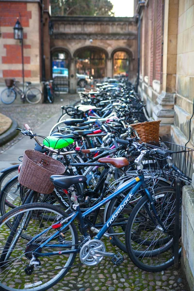 Student\'s bikes in Pembroke college, university of Cambridge. The inner courtyard