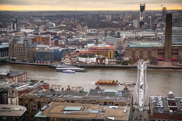 London bridge and river Thames panoramic view in sun set. View from the St. Paul cathedral