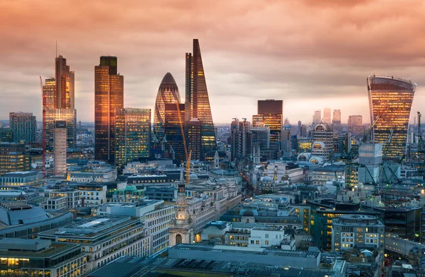 City of London, business and banking aria. London\'s panorama in sun set. View from the St. Paul cathedral