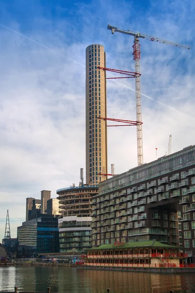 Building site on in the Canary Wharf. 46 level residence tower going to be the tallest resident unit in London