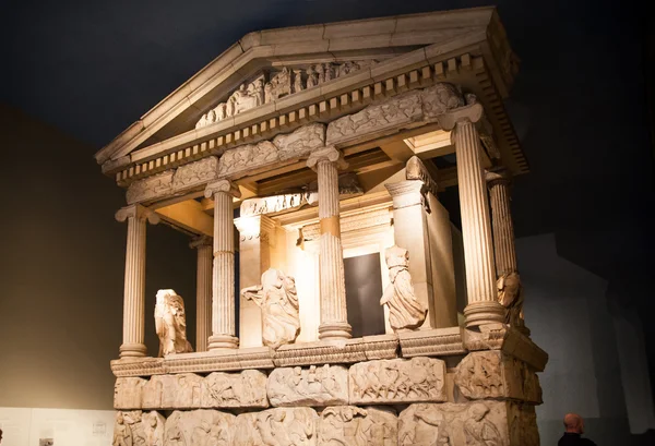 LONDON, UK - NOVEMBER 30, 2014: British museum exhibition hall. Ancient Greek collection