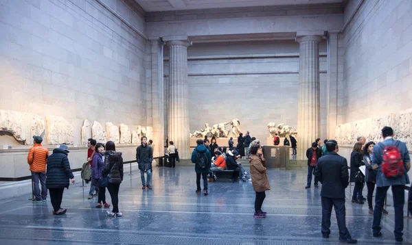 LONDON, UK - NOVEMBER 30, 2014: British museum exhibition hall. Ancient Greek collection