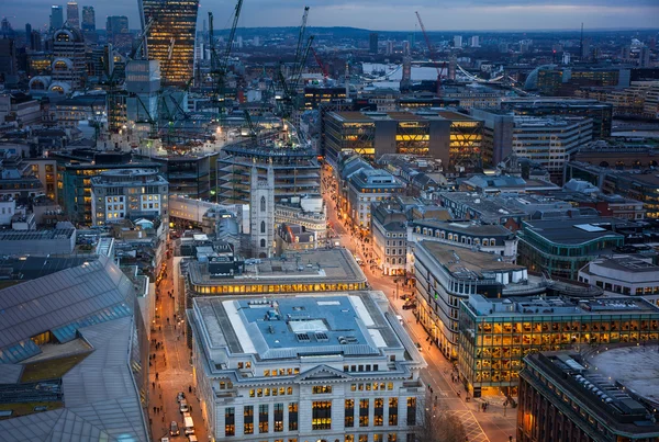 LONDON, UK - JANUARY 27, 2015: City of London, business and banking area. London's panorama at sun set.