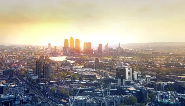 LONDON, UK - APRIL 22, 2015: London panorama with Canary Wharf view on the background