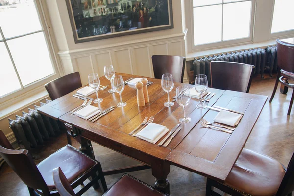 LONDON, UK - APRIL 14, 2015: Old English victorian public house interior. Early morning settings with no people