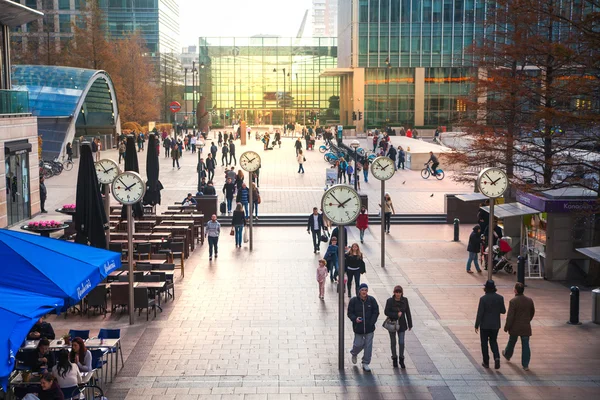 LONDON, UK - MAY 14, 2014: Office people moving fast to get to work at early morning in Canary Wharf aria