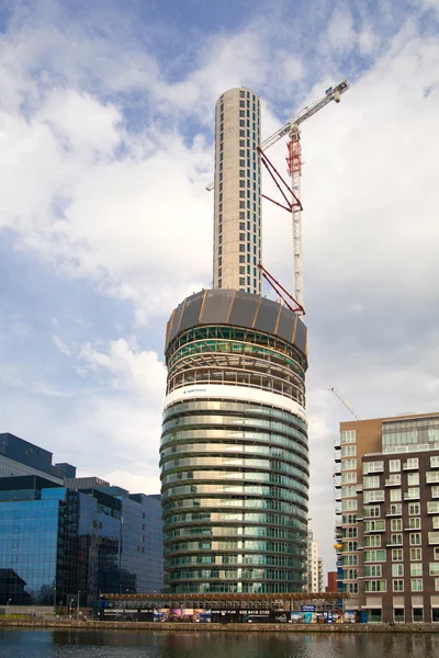 LONDON, UK - May 21, 2015: One of the tallest apartment buildings in London in construction progress