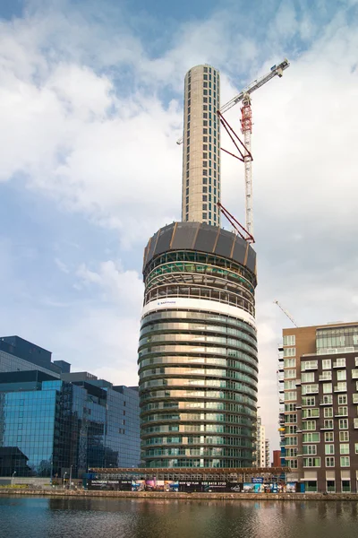 LONDON, UK - May 21, 2015: One of the tallest apartment buildings in London in construction progress