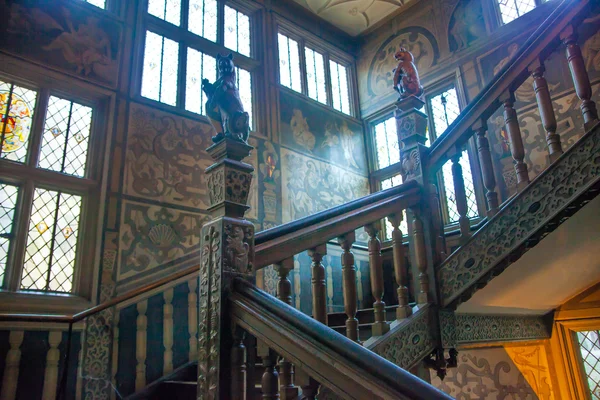 SUSSEX, UK - APRIL 11, 2015: Sevenoaks Old english mansion interior. Painted stairs