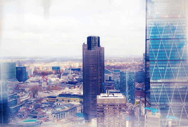 City of London aerial view. Modern skyscrapers and office buildings. London panorama form 32 floor of Walkie-Talkie building
