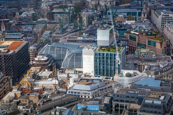 City of London aerial view, river Thames and bridges. London panorama form 32 floor of Walkie-Talkie building