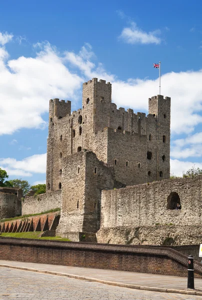 Rochester Castle 12th-century. Inside view of castle\'s ruined palace walls and fortifications