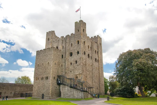 Rochester Castle 12th-century. Inside view of castle\'s ruined palace walls and fortifications