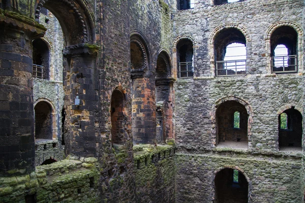 Rochester Castle 12th-century. Inside view of castle\'s ruined palace walls and fortifications