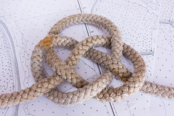 Nautical knots photographed on nautical map