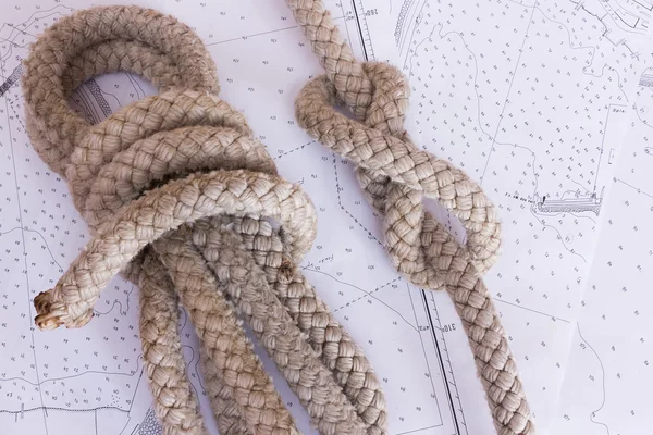 Nautical knots photographed on nautical map
