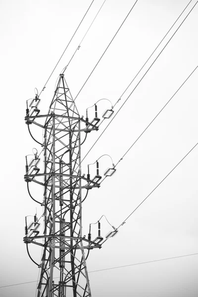 The high-voltage electric power tower.