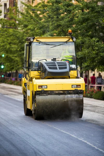 Heavy Vibration roller compactor at asphalt pavement works for r