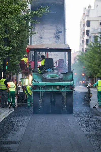 Heavy Vibration roller compactor at asphalt pavement works for r