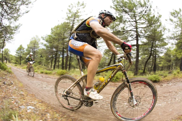 GRANADA, SPAIN - JUNE 1: Unknown racer on the competition of the mountain bike \