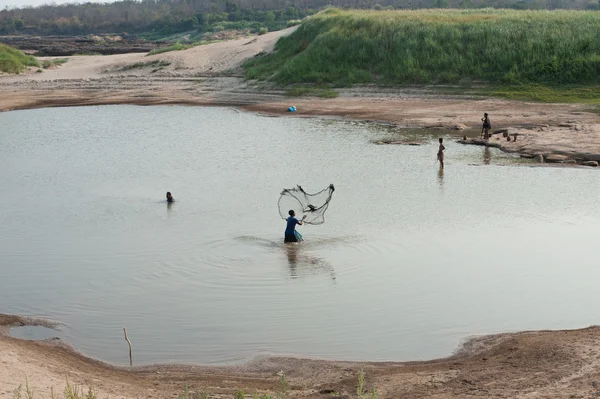 People fishing  at Mekong River. Thailand