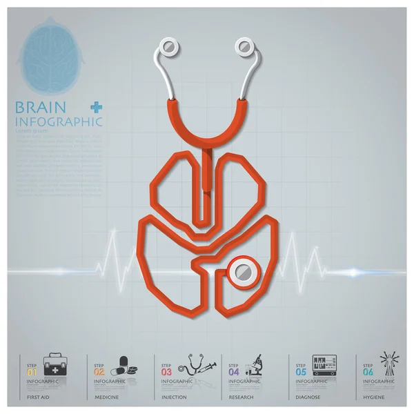 Brain Shape Stethoscope Health And Medical Infographic