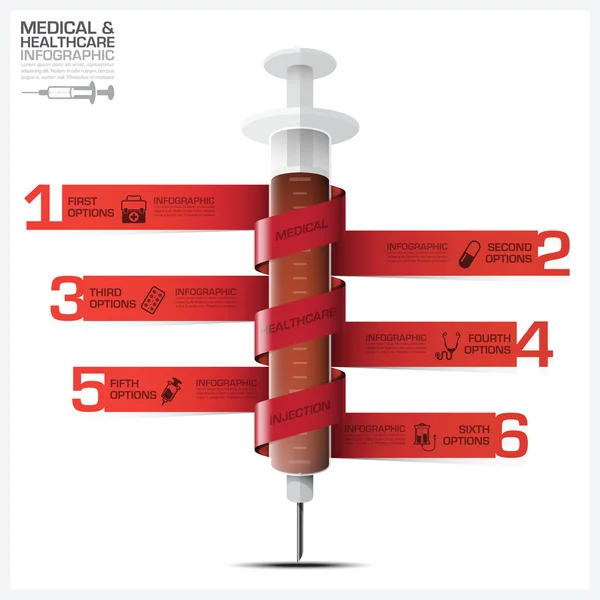 Health And Medical Infographic With Bind Spiral Tag Syringe Diag