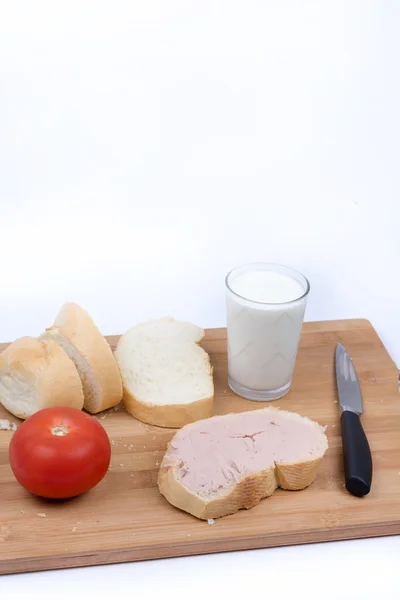 Served breakfast on the wooden board