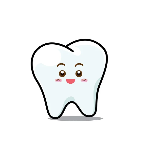 Feliz Dental sonrisa diente mascota personaje de dibujos animados aislados en w — Vector de stock  #68726781