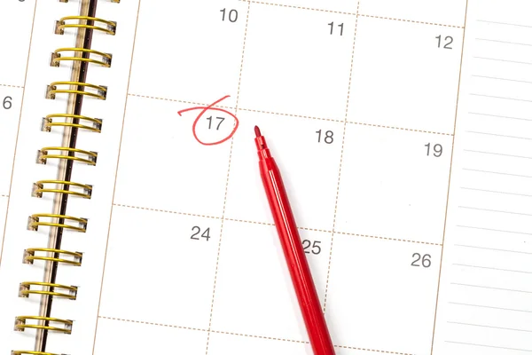 Calendar with red circle marking