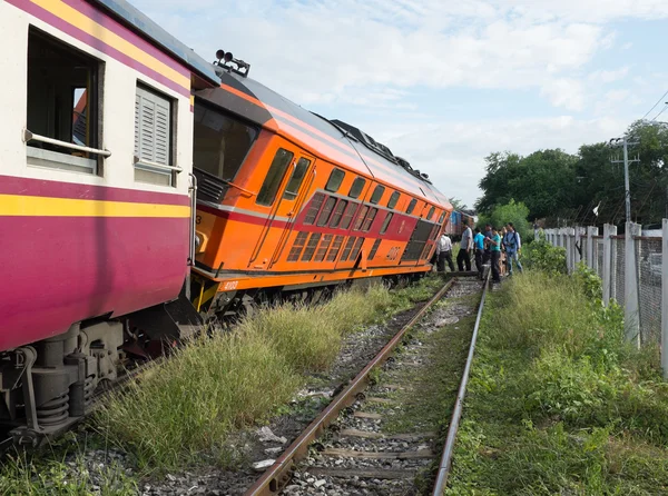BANGKOK THAILAND - JULY 31, 2014: train acciden fail of track ne