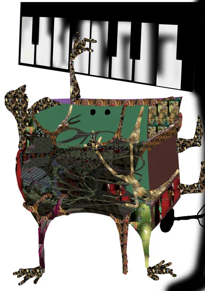 Abstract surreal man playing piano