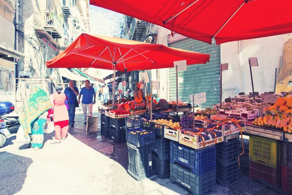 Grocery shop at famous local market Capo in Palermo, Italy