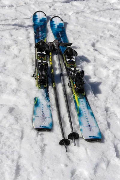 PORDOI, TRENTINO/ITALY - MARCH 26 : Pair of Skis and Sticks in t