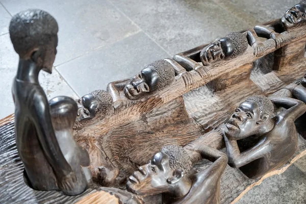 Wooden sculpture inside St James Church in Rothenburg