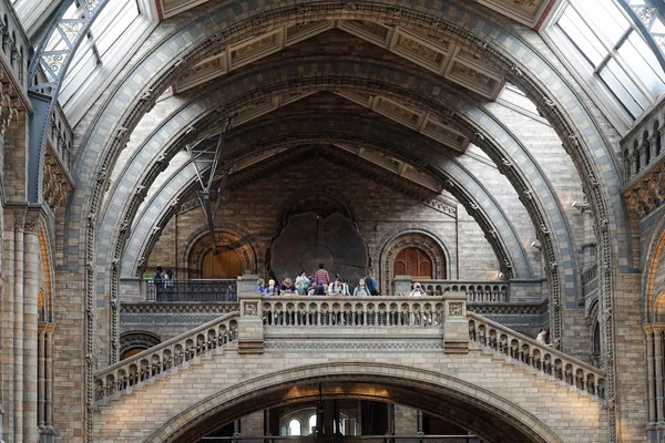 People at the top of a staircase at the Natural History Museum i