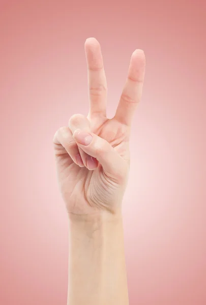 Two fingers peace or victory symbol.