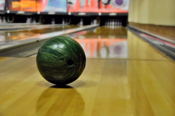Bowling ball on bowling track