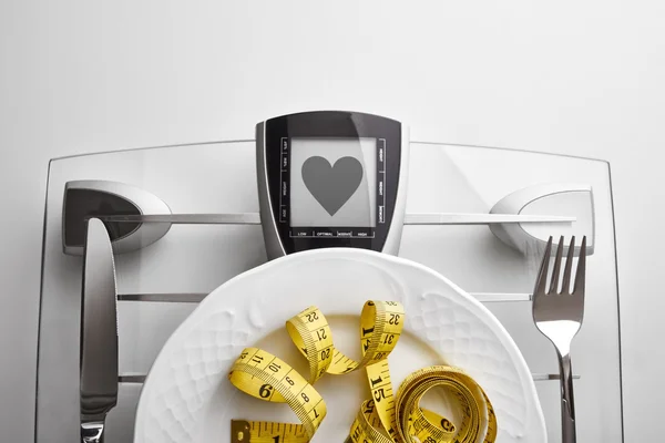 Concept healthy food on table with healthy heart message closeup