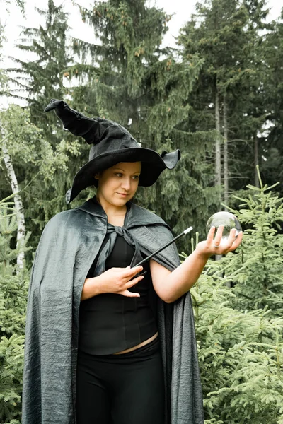 Witch with wand and glass ball