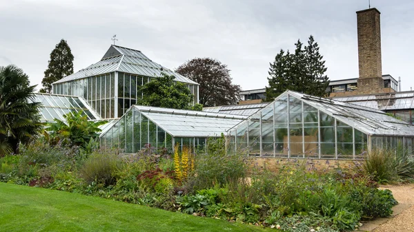 Old wooden greenhouse in the botanical garden in Cambridge UK
