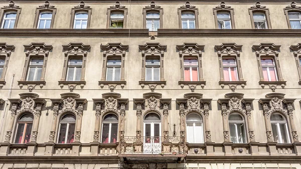 Facade of an old appartment buidling in Budapest Hungary