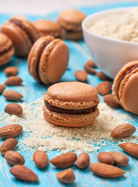 Macaroon with chocolate ganache and almond flour