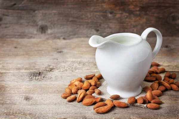 Almond milk in the jug of milk