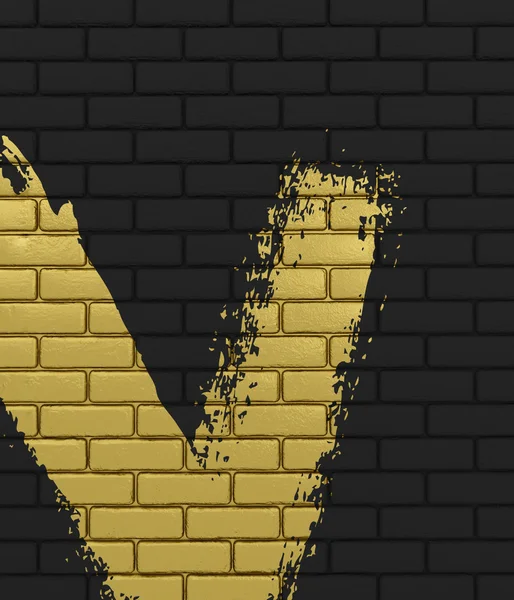 Black brick wall background with gold brushstroke