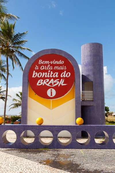Information desk on famous beach Atalaia  in Aracaju, Sergipe state, Brazil