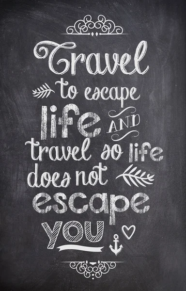 Travel Quote written with chalk on a black board