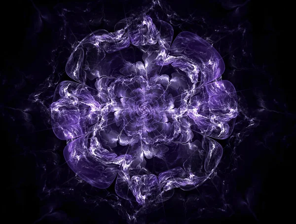 Abstract fractal dark purple flower , wrapped in strands of ener