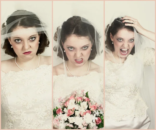 Collage of upset brides-square banner size