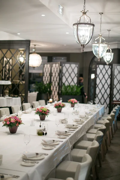 Decorated table set with flowers